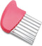 Luomorgo Stainless Steel Potato Crinkle Cutter Knife Carrot Wavy Knife French Fry Slicer Vegetable Wavy Chopper Knife, Pink...