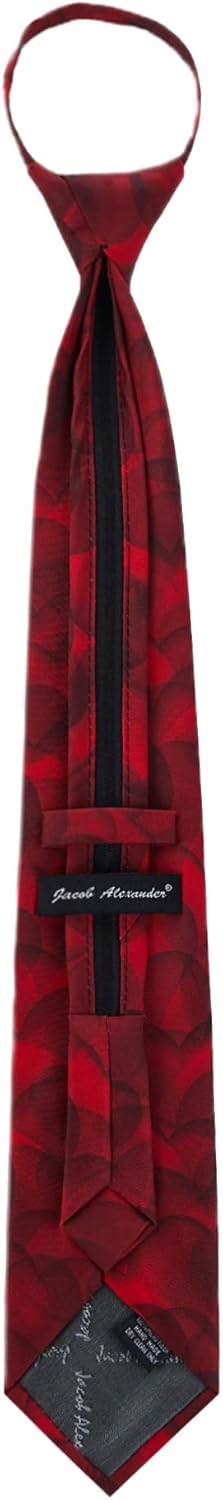 Jacob Alexander Men's Happy Valentine's Bubble Love Hearts Pattern Pre-Tied Zipper Neck Tie - Dark Red...