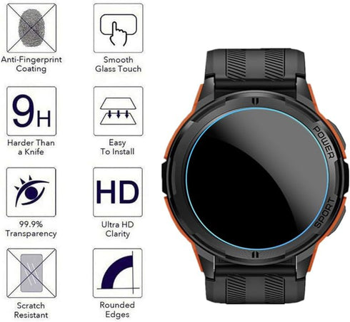 Compatible for OUKITEL BT10 Smartwatch Screen Protector,9H Tempered Glass Protective Film Compatible for OUKITEL BT10 / GAMSARO 1.43'' Smartwatch ...