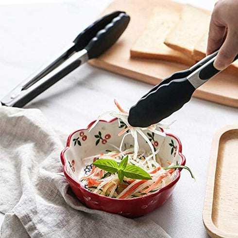 2-Pack of 9" (Small) & 12" (Large) Kitchen Tongs Set: Non-Stick Silicone-Stainless Steel Cooking Tongs, BPA Free, Heat Resistant (480°F) - Non-Sli...
