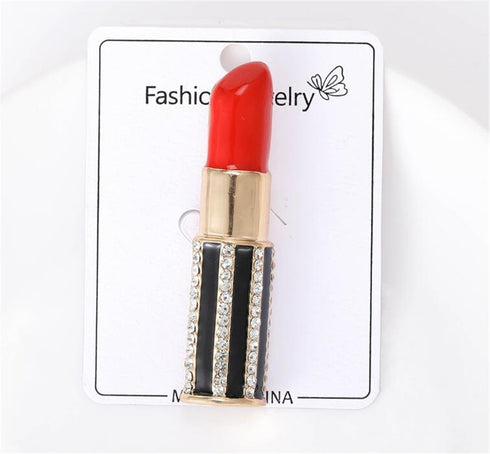 Lipstick Ladies' Crystal Brooch Fashion Enamel Lapel Pin Creative Sexy Sparkling Crystal Sweater Shawl Scarf Wedding Party Brooch Set Jewelry Acce...