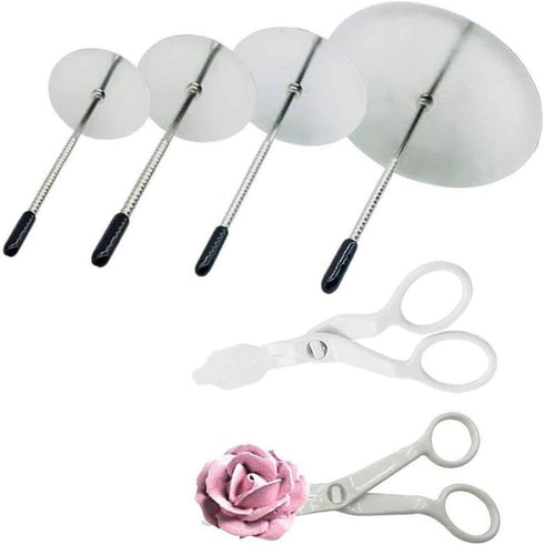 Stainless-Steel Cake Decor Baking Tools for Icing Flowers - 2 Flower Lifters and 4 Flower Nails...