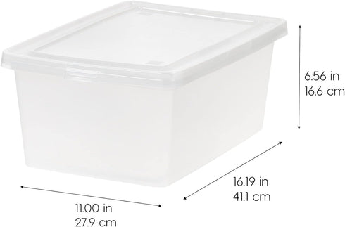 IRIS USA 15 Qt Clear Storage Box, BPA-Free Plastic Stackable Bin with Lid, 4 Pack, Containers to Organize Shoes and Closet Shelves, Classroom Orga...