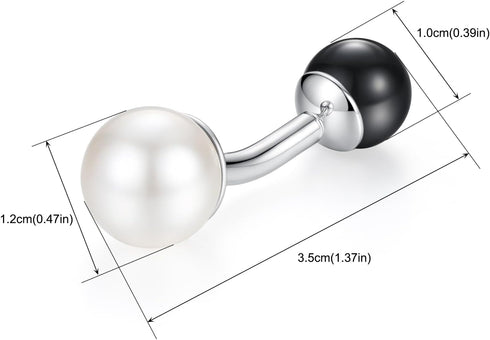 HONEY BEAR Cufflinks for Men White and Black Cultured Pearl Wedding Shirt Suit...