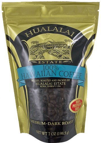 Hualalai Estate Hawaiian Whole Bean Coffee - Unflavored - Medium Dark Roasted Kona Grown Beans - Pesticide-Free Coffee (7 oz)...