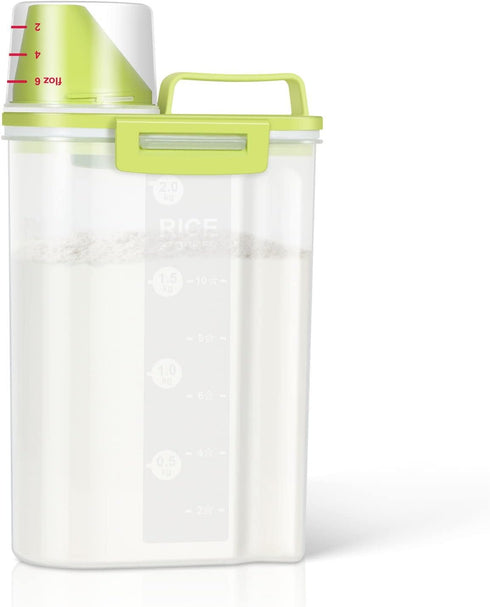 TBMax Rice Storage container 4 Lbs, Small Rice Dispenser with Measuring Cup, Lime Green Cereal Containers Flour Bin, Kitchen Food Storage Containe...