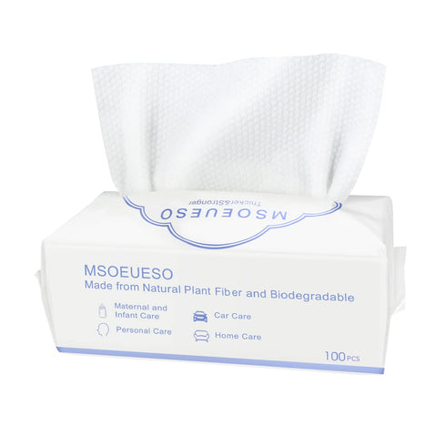 Disposable Face Towel, MSOEUESO 100% Cotton Facial Tissues, Wet Dry Face Cloths, Biodegradable Clean Towels, Makeup Remover Wipes, Ultra Soft for ...