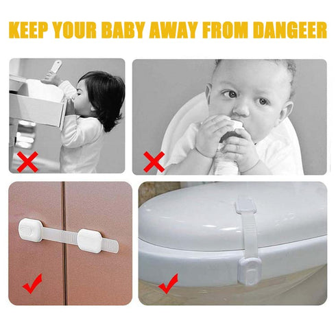 Child Safety Lock for Refrigerator, Cabinet, Drawer, Freezer & Door with 2 Extra Strong Adhesives - White by HavenHause (Pack of 4 White)...