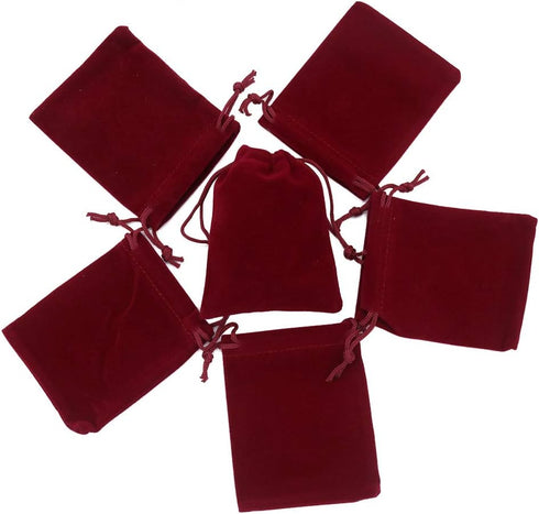 HRX Package Mini Velvet Gift Bag with Drawstring,20PCS Burgundy Red Velvet Cloth Jewelry Pouches (3x4 inches)...