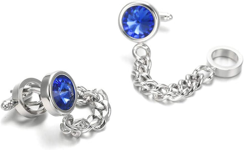 Simple Metal Soft Curb Chain Cufflinks Round Crystal Cuff links YW53...