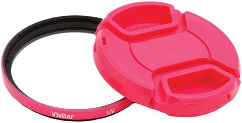 Vivitar 52mm UV Filter and Snap-On Lens Cap, Pink...