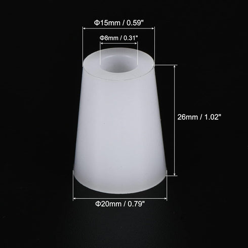 MECCANIXITY Silicone Rubber Tapered Plug 15mm to 20mm with Hole White for Powder Coating, Painting, Anodizing, Plating, Sandblasting, Laboratory U...