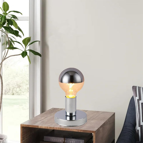 Industrial Table Lamp Base, E26 E27 Lamp Base Without Shade, Mini Short Desk Lamp Exposed Bulb Base, Simple Metal Edison Light Bulb Stand?Silver?...