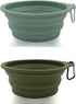 2 Pack Collapsible Dog Travel Bowls (21oz/600ml), 100% Food Grade Silicone Integrated Molding, No Plastic Rim, Portable Pet Feeding Watering Dishe...