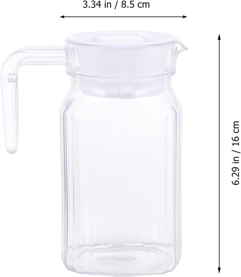 IMIKEYA Small Glass Pitcher Plastic Pitcher with Lid Cold Water Kettle Juice Pitcher Water Beverage Pitcher for Ice Tea Drinks Home Party Supplies...