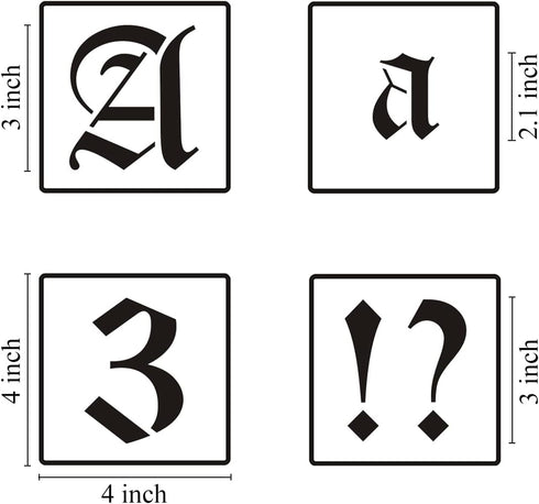 3 Inch Alphabet Letter Stencils for Painting - 70 Pack Old English Letter and Number Stencil Templates with Signs for Painting on Wood, Reusable L...