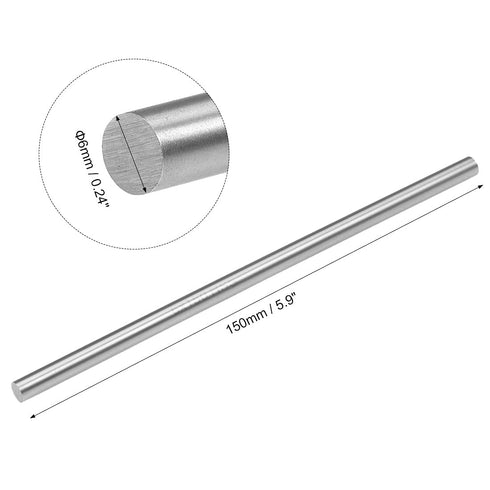 uxcell Round Steel Rod, 6mm HSS Lathe Bar Stock Tool 150mm Long, for Shaft Gear Drill Lathes Boring Machine Turning Miniature Axle, Cylindrical Pi...
