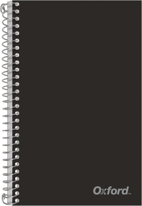 Oxford Poly Spiral Notebook, 2-Subject for School, College Ruled Paper, 100 Sheets, 6 x 9.5 Inches, 2 Double Pocket Dividers, Black Cover (1002544...