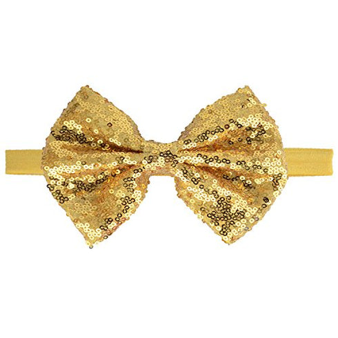CÉLLOT 15pcs Baby Girl Headbands Sparkly Glitter Sequins 4" Big Hair Bows Ribbon Soft Stretchy Hair Bands for Infant Newborn and Toddlers...