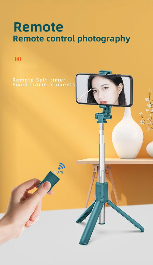 Selfie Stick with Tripod Stand and Wireless Remote, Compatible with Phones, Live Streaming and Photography (Black)...