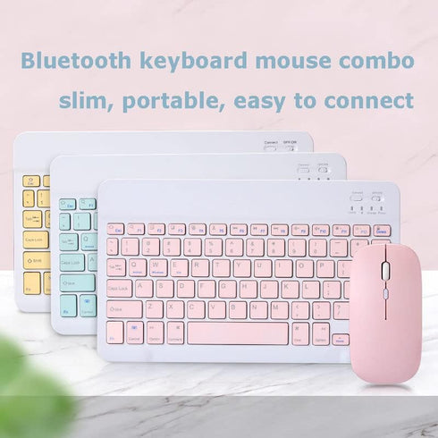 Bluetooth Wireless Keyboard and Mouse Combo,Ultra-Slim Ergonomic Small Rechargeable Bluetooth Keyboard Mouse Set for Apple iPad iPhone Samsung Tab...