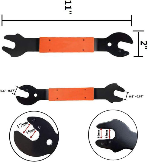 Bike Pedal Wrench Bicycle Spanner 15, 16, 17 mm Repair Removal Tool for Biking Cycling Mountain Bike MTB BMX...