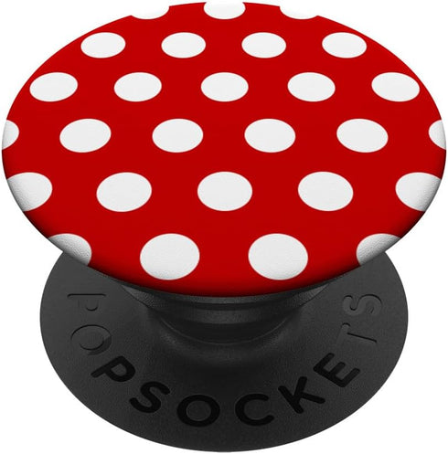 Red and White Polka Dot Pattern Circle Fashion Red Polka Dot PopSockets Adhesive PopGrip...