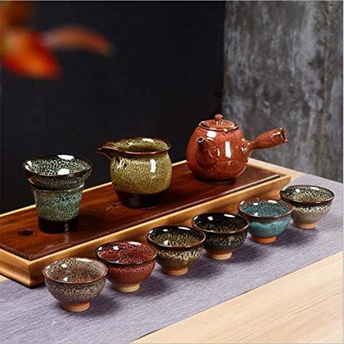 6pc Ceramic Kung Fu Tea Set, Japanese Tea Cup, Sake Cup, 2.1oz Capacity, 6 Colors...