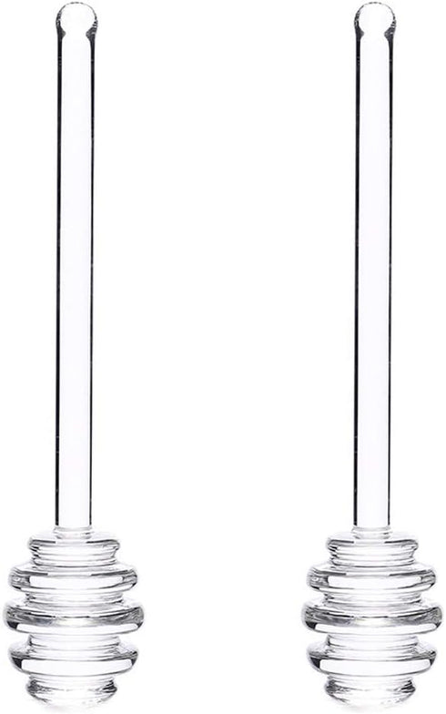 2pcs 6inch Reusable Glass Honeycomb Stick Honey Dippers Sticks Honey Stirrer Wand Honey Jar Dispense Drizzle Spoon for Maple Syrup, Molasses,Melte...