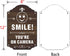 2 Pack Smile You're On Camera Signs Video Surveillance Signs 12 x 8 Inches Home Business Driveway Alert CCTV Security Camera Warning Signs Metal R...