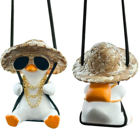 Swing Duck Car Hanging Ornament Cute Swing Duck Car Pendant Swing Duck Car Decoration Rearview Mirror Accessories(Style A)...