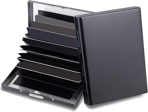 EASTNIGHTS RFID Credit Card Holder Protector Metal Credit Card Wallet Business Card Holder for Men Women Gift Box Package (Black)...