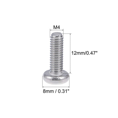 uxcell M4x12mm Machine Screws Pan Phillips Cross Head Screw 304 Stainless Steel Fasteners Bolts 8mm Head Dia 60Pcs...