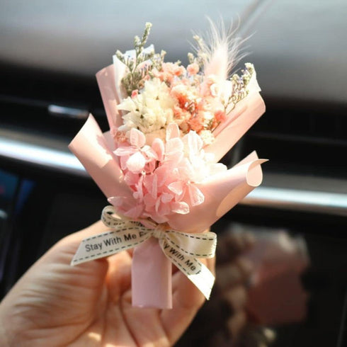 Red Mini Dried Flowers Bouquet for Car Air Vent Clips, Car Air Outlet Perfume Decoration, Car Air Fresheners Interior Accessories Car Decoration...