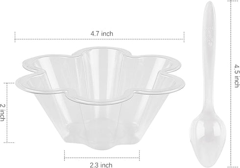 TOFLEN 8 oz Dessert Cups with Spoons, 50 Pack Clear Plastic Small Party Serving Bowls for Sundae, Parfait, Fruit, Strawberry Shortcake, Disposable...