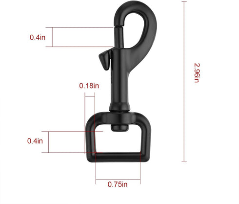 Swivel Eye Bolt Snap Hooks Black Heavy Duty Dog Leash Clips Dog Leash Clasp Dog Leash Snaps Hooks Trigger Clip Trigger Snaps 3/4" 4pcs...