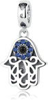 925 Sterling Silver Hamsa Charm Hand Charm Evil Eye Charm Birthday Charm Anniversary Charm for Pandora Charms Bracelet (Silver)...