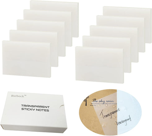 Transparent Sticky Notes 500 Sheets, 1.5 x 2 in Clear Sticky Notes, See Through Invisible Translucent Sticky Notes Waterproof Self-Stick Note Pads...