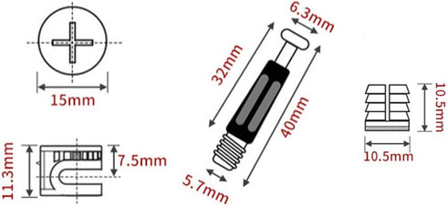 30 Packs Furniture Board Cam Fitting with Dowel and Pre-Inserted Nut, Cam Lock Nuts for Cabinet Drawer Dresser and Wardrobe Furniture Panel Connec...