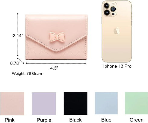Sunwel Fashion Trendy Bow Small Bifold Wallet with Cash Credit Card Holder ID Window for Women Girls...