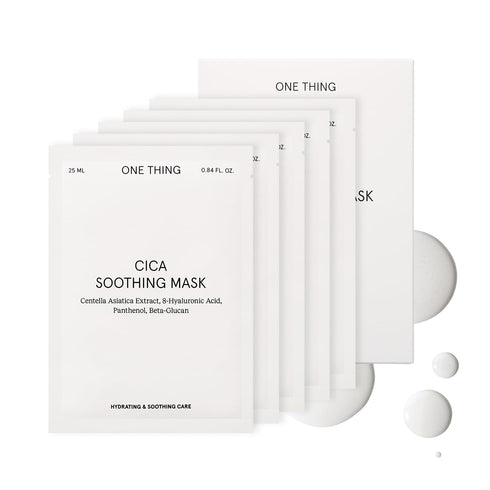 ONE THING CICA Soothing Mask 5 Sheets | Centella Asiatica HA Hyaluronic Acid Facial Sheet Mask, Calming Hydrating Soothing Moisturizing Pack, Irri...