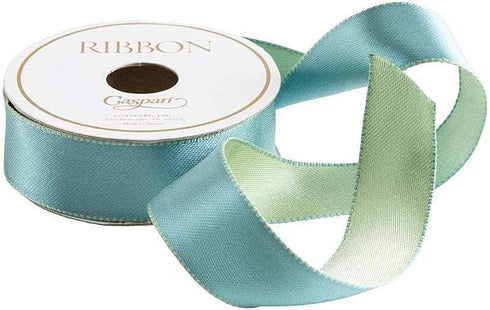 Caspari Duck Egg & Celadon Reversible Satin Wired Ribbon - Two 30 Foot Spools...