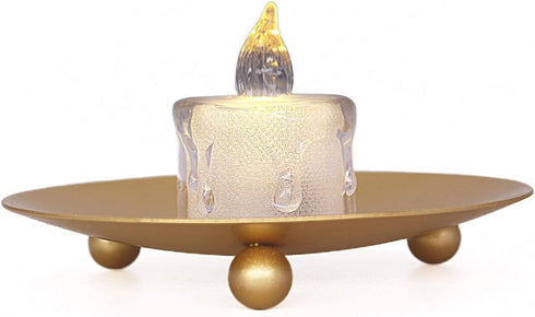 Candle Holder Decorative Iron Plate,Candle Stand for LED & Wax Candles,Spa,Bathroom,Weddings,4.33x0.78inch,Set of 2 (Gold)...