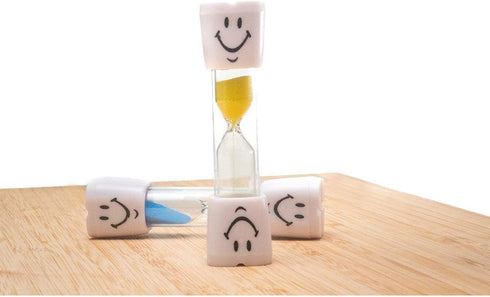 Dadam 2 Minute Sand Timer Set of 5 - Smiley Sand Timers Set for Brushing Children's Teeth - 5 Color Colorful Hourglass Timer - Easy to Use for Kid...