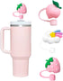 1Pc Pink Peach Straw Cap,8mm,Reusable Straw Tips Lids Drinking Straw Dispensers,Cute Silicone Straw Covers Cap for Stanley Cup,Dust-Proof Drinking...