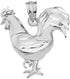 Fine 925 Sterling Silver Lucky Rooster Charm Pendant...