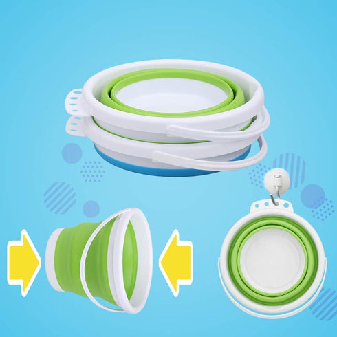 3L Jumbo Foldable Buckets, Sand Beach Toy Silicon Pails for Kids Adults, Collapisible Water Buckets Sandbox Kit Tool Multi Use for Outdoor, Cleani...