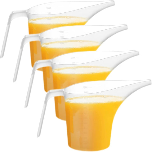 4 Pack Plastic Funnel Pitcher,Measuring Cup with Long Spout,Large Capacity Easy Pour Cup,Perfect for Bakeware Mold,Oils,Watering Plants(1000ml)...