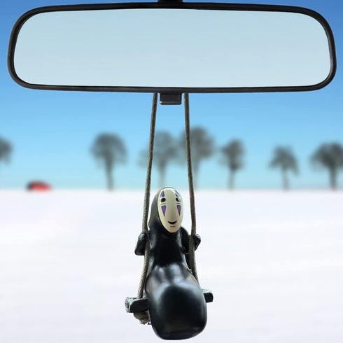 Anime Car Accessories of No Face Man Car Pendant Hanging Swing, for Car Rear View Mirror Accessories, Home Gardening Hanging Micro Landscape Offic...