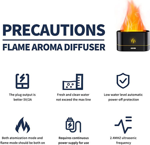 Flame Aroma Diffuser with Flame Light, Mist Humidifier Aromatherapy Diffuser with Waterless Auto-Off Protection for Spa Home Yoga Office Bedroom (...
